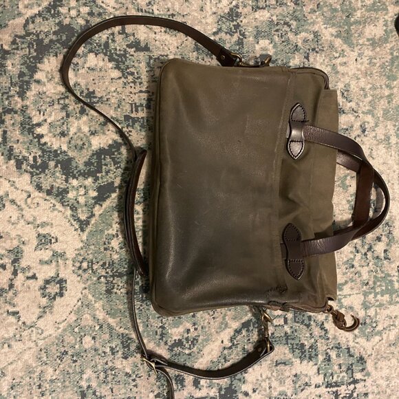 FILSON ORIGINAL BRIEFCASE GREEN WITH STRAP Classic Heritage style PREOWNED - Picture 2 of 16
